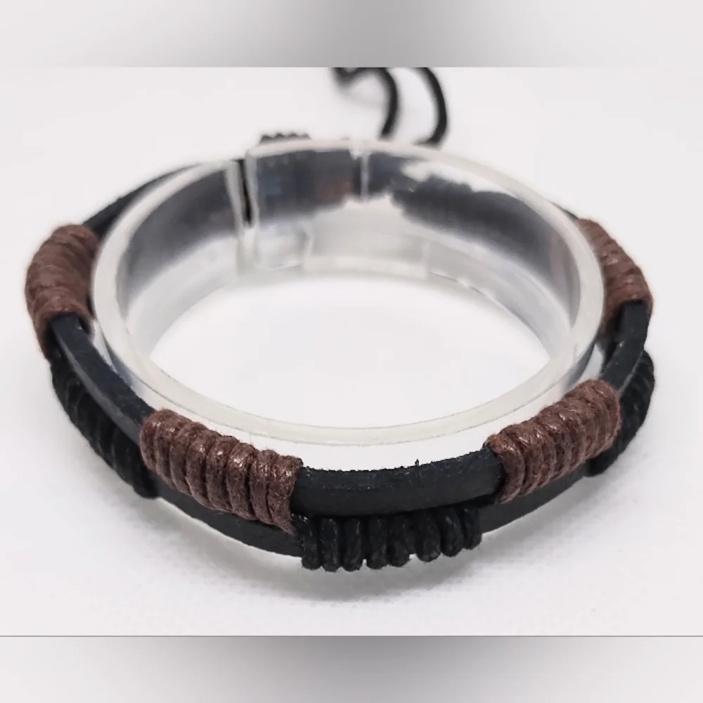 Black and Brown Leather Bracelet f84